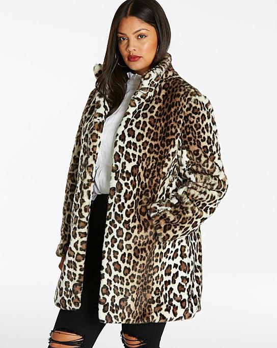 Simply Be Funnel Neck Faux Fur Coat $90 ON SALE